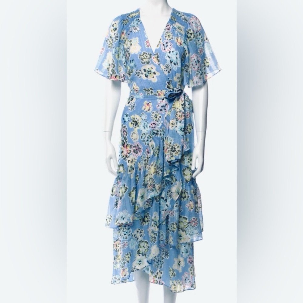 Tanya Taylor beautiful sky blue floral dress! Worn once! Size 8